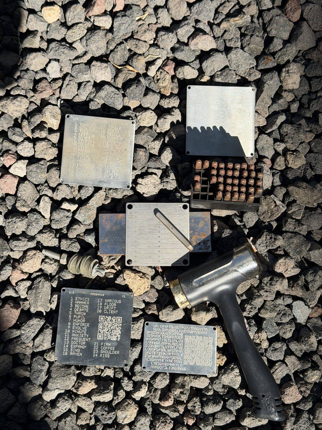 Steel seed backup plates for Bitcoin self-custody