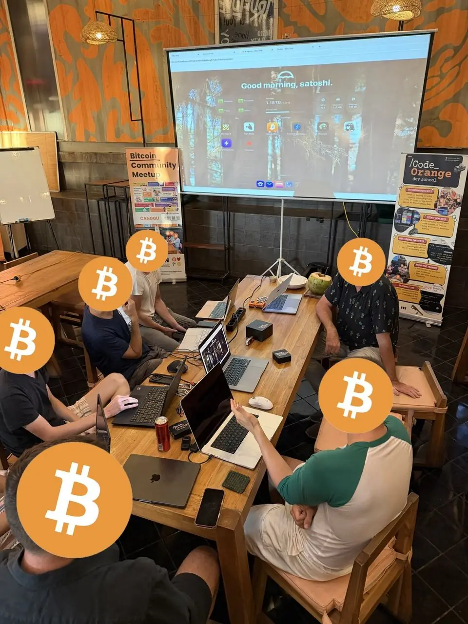 Bitcoin tools shown on a workshop projector